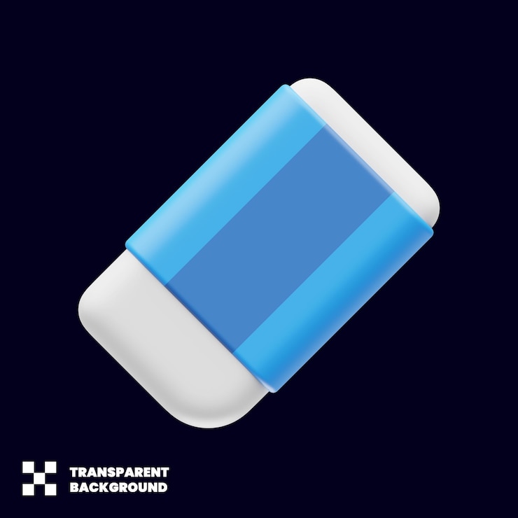 PSD значок канцелярских принадлежностей eraser в минималистском 3d рендеринге