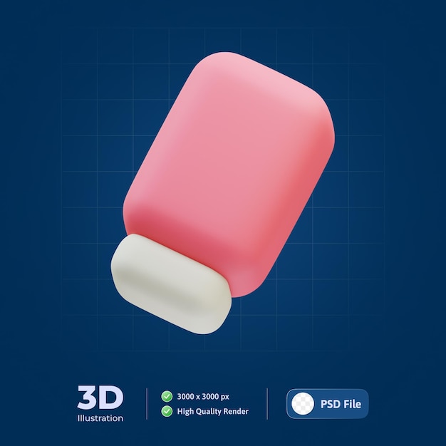 Eraser tool 3d illustration