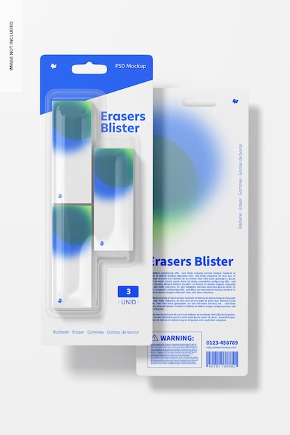 Erasers Blister Mockup, Top View