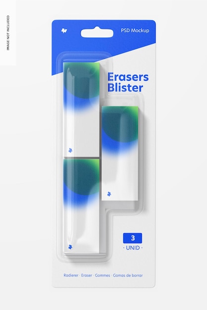 Erasers blister mockup