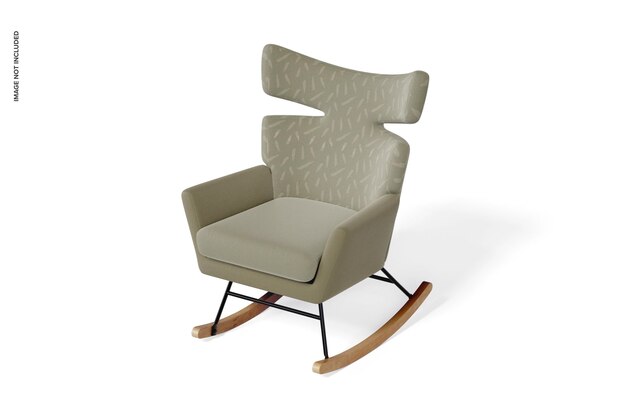 ergonomic rocking chair mockup, perspective