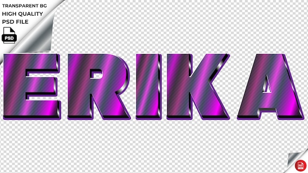 PSD erika typography purple light text metalic psd transparent