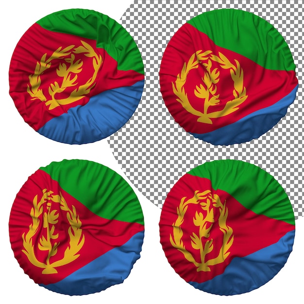 PSD bandiera dell'eritrea di forma rotonda isolata con diversi stili di ondulazione bump texture rendering 3d