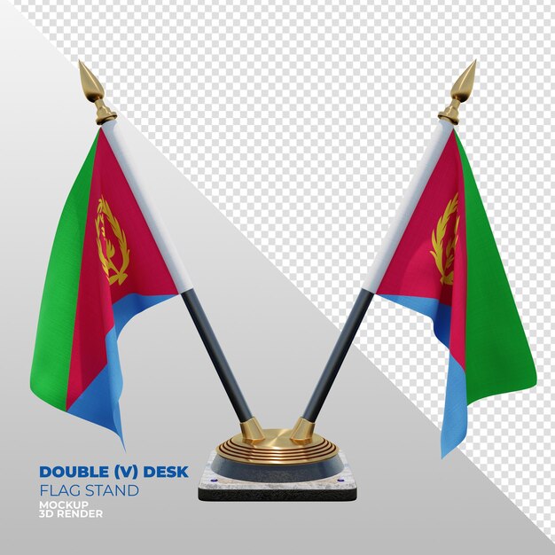 eritrea realistic 3d textured double desk flag stand for composition