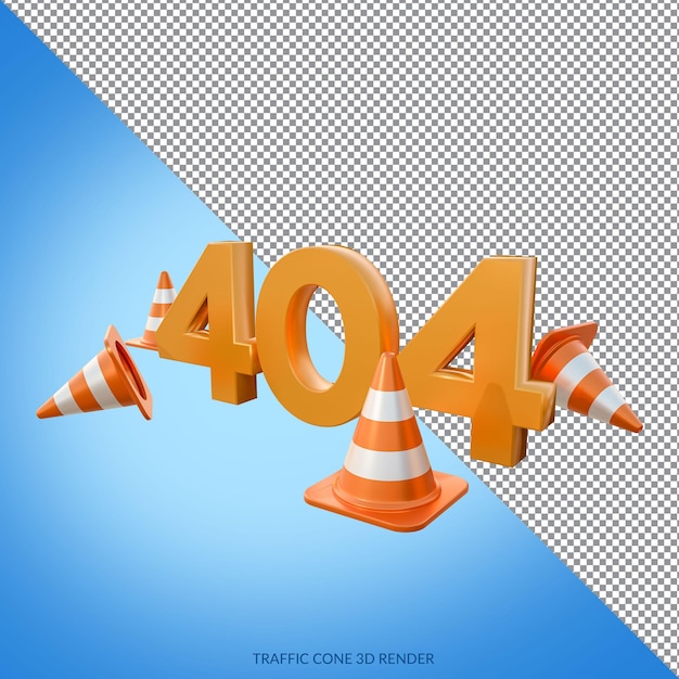 PSD erorr 404 with traffic cones 3d render