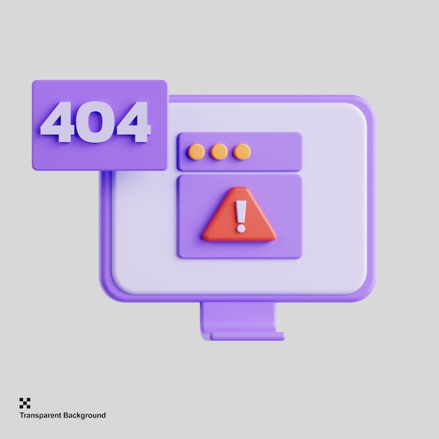 PSD error 404 not found 3d render illustration