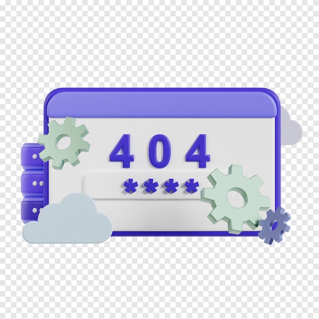 PSD error page 404 alert symbol 3d render