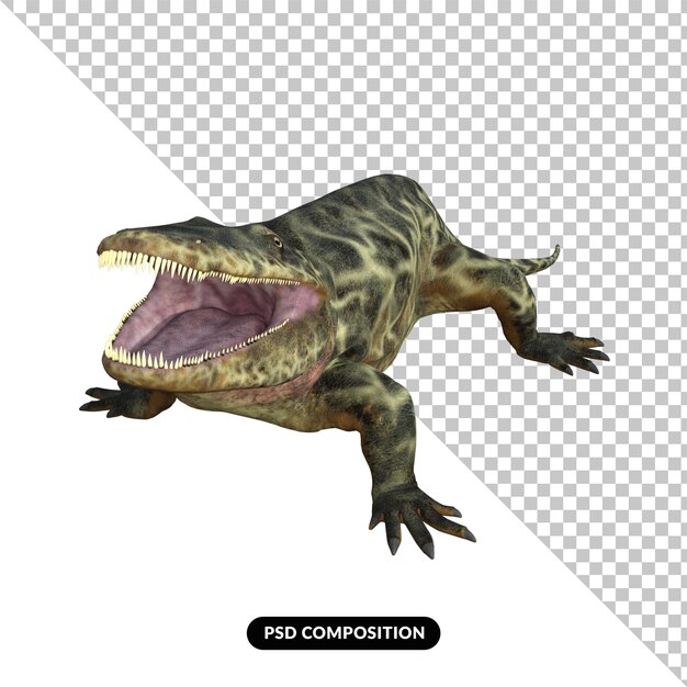 PSD eryops dinozaur na białym tle renderowania 3d