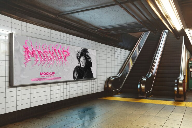 PSD escalator poster mockup
