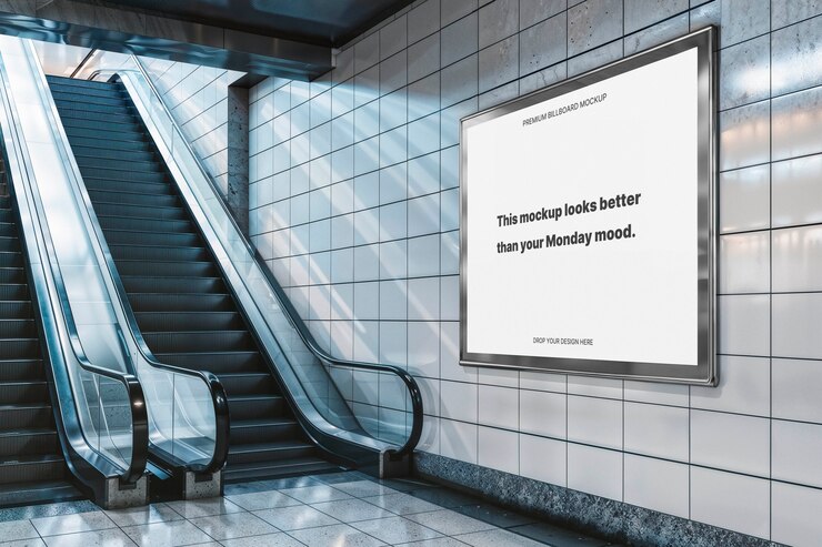 PSD escalator poster mockup