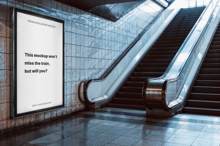 PSD escalator poster mockup
