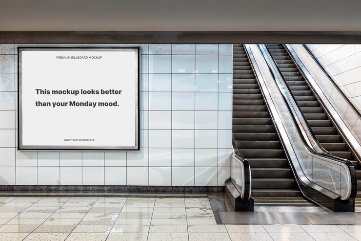 PSD escalator poster mockup