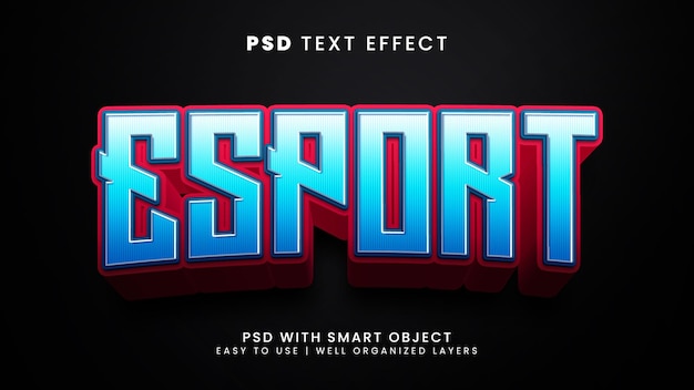 PSD esport 3d editable text effect with game and play text style