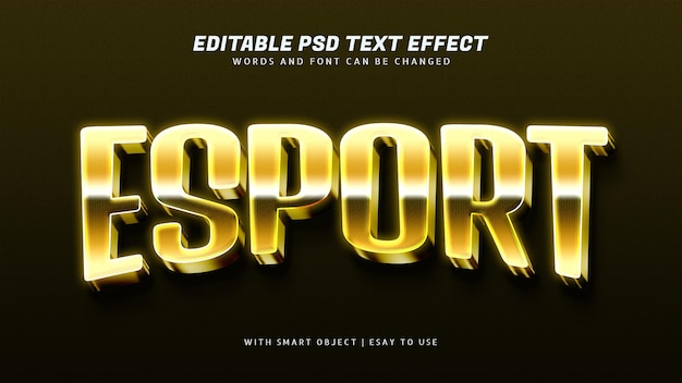 Esport 3d gold gradient text effect editable