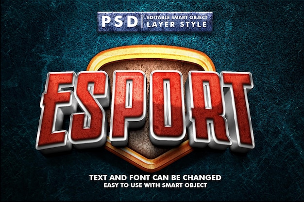 PSD esport 3d psd text effect with smart object