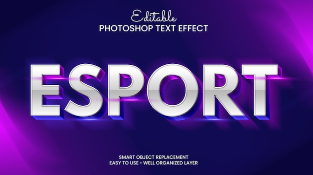 PSD esport 3d text effect with light premium psd