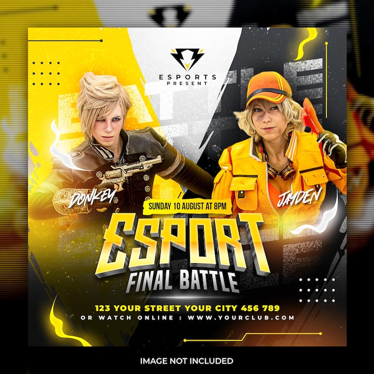 PSD esport final battle social media post or flyer template