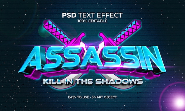 PSD esport gamer assassino effetto testo