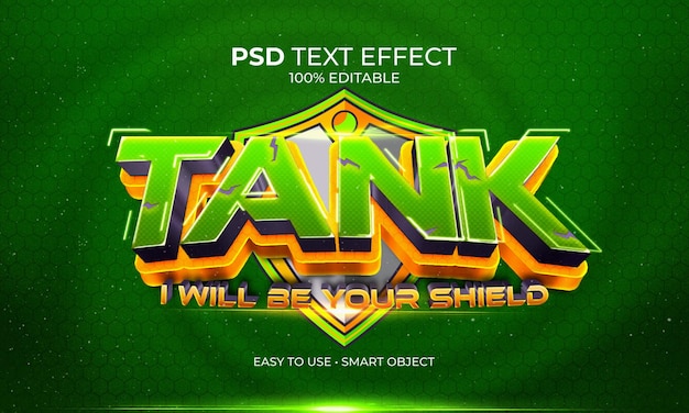 PSD esport gamer tank tekst effect