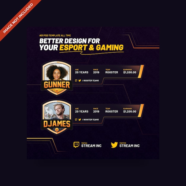 eSport & gaming psd vierkante bannermalplaatje