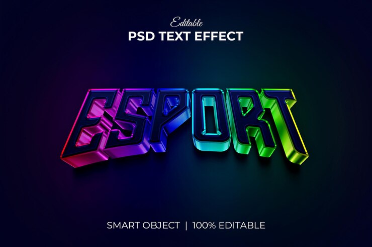 PSD esport gaming team logo 3d bewerkbaar teksteffect mockup premium psd