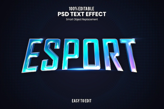 PSD esport holograficzny nowoczesny futurystyczny efekt tekstowy