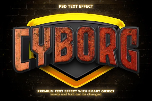 PSD esport legend cyborg squad red logo mock up template 3d editable text effect