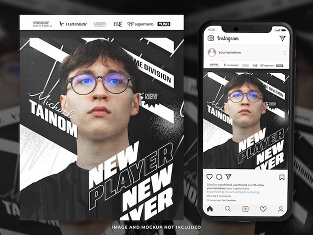 PSD Пост в инстаграме нового игрока киберспорта