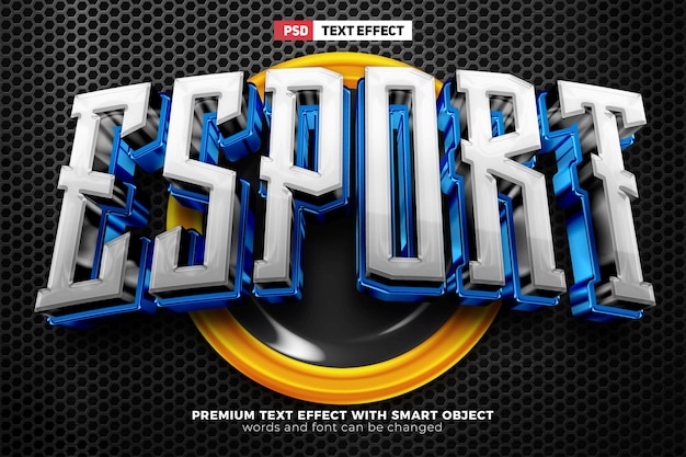 PSD esport team game logo глянцевый 3d-шаблон редактируемый текстовый эффект