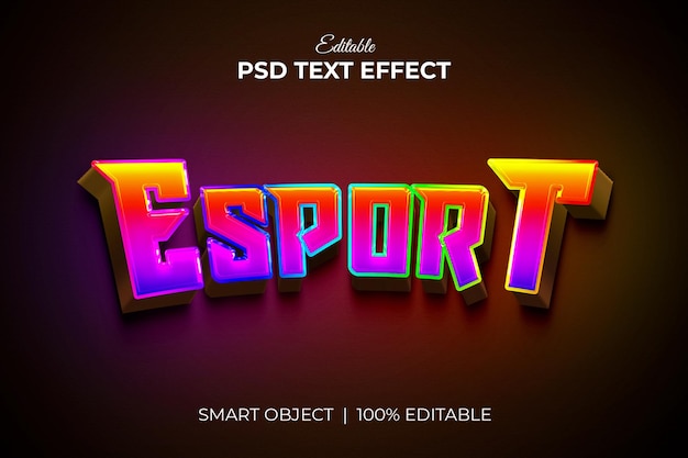 PSD esports 팀 로고 다채로운 3d 편집 가능한 텍스트 효과 모형 프리미엄 psd