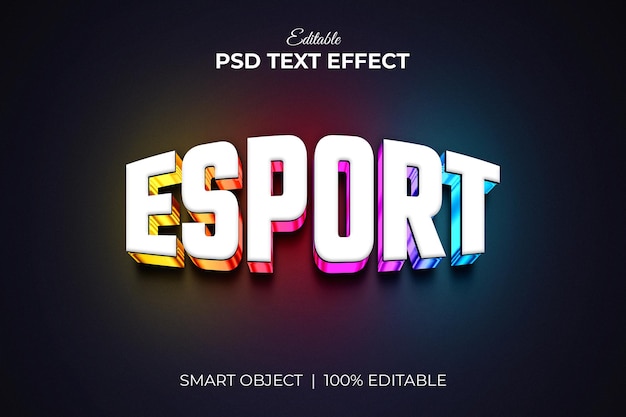 Esport-teamlogo 3d bewerkbaar teksteffect mockup premium psd