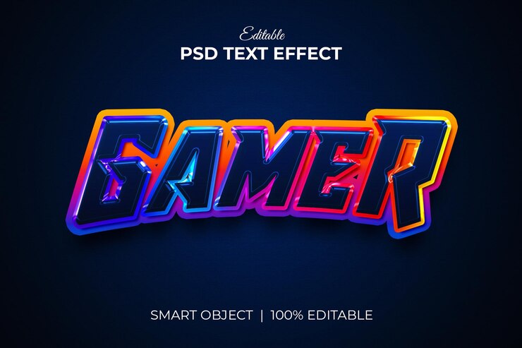 Esportowe logo zespołu graczy kolorowe 3d edytowalne makiety z efektami tekstowymi premium PSD