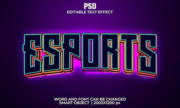 PSD esports 3d editable text effect premium psd with background