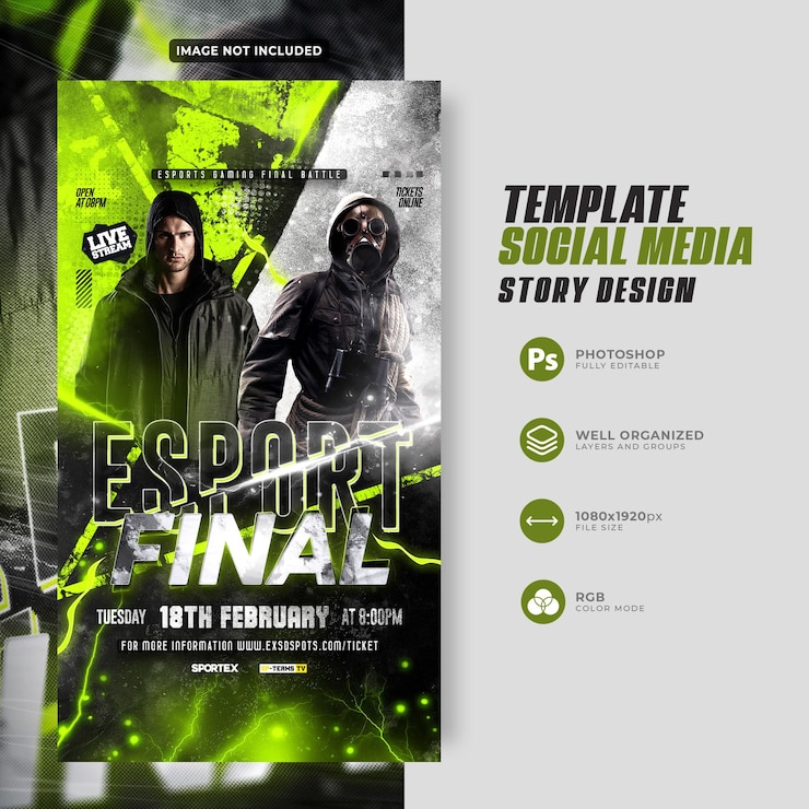 PSD esports battle event social media and instagram story template