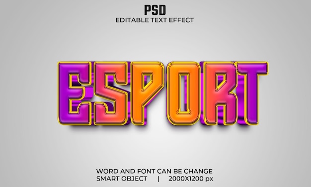 Esports Kolorowy 3d Edytowalny Efekt Tekstowy Premium Psd Z Tłem