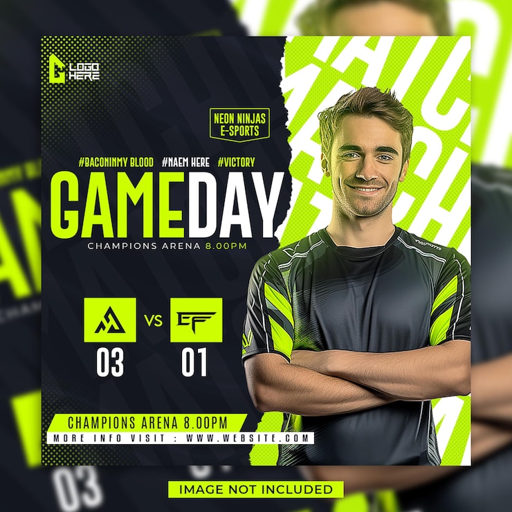 PSD esports match day gaming event social media and flyer template