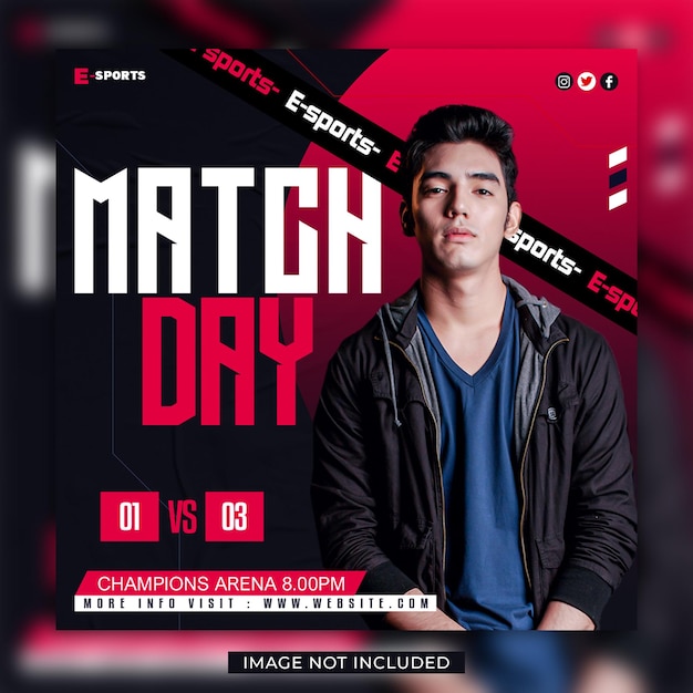 PSD esports match day gaming event social media and flyer template