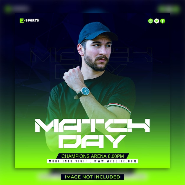 PSD esports match day gaming event social media and flyer template