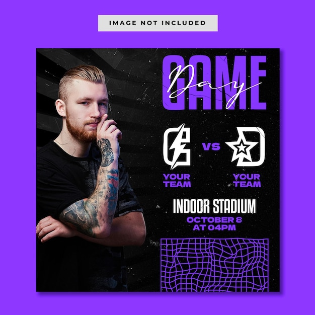 PSD esports match grunge instagram post template