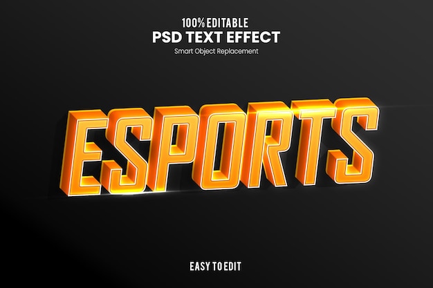 PSD esports nowoczesny i futurystyczny efekt tekstowy 3d esport