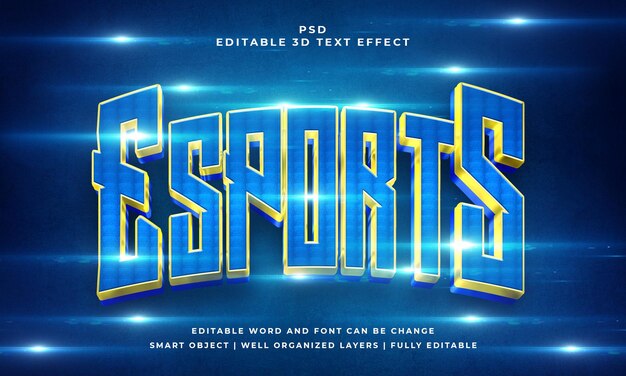 PSD Киберспортивный турнир 3d редактируемый текстовый эффект photoshop стиль с фоном
