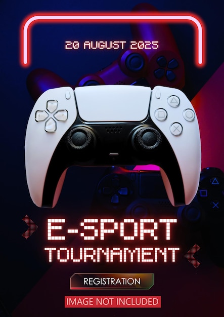 esports tournament poster a white gaming stick and black stick background