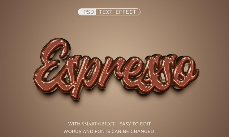 PSD espresso text effect 3d style