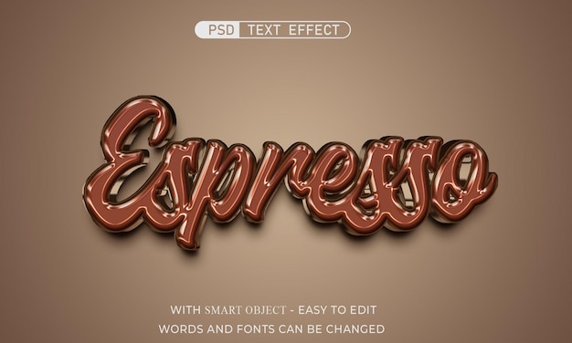 PSD espressoteksteffect 3d-stijl