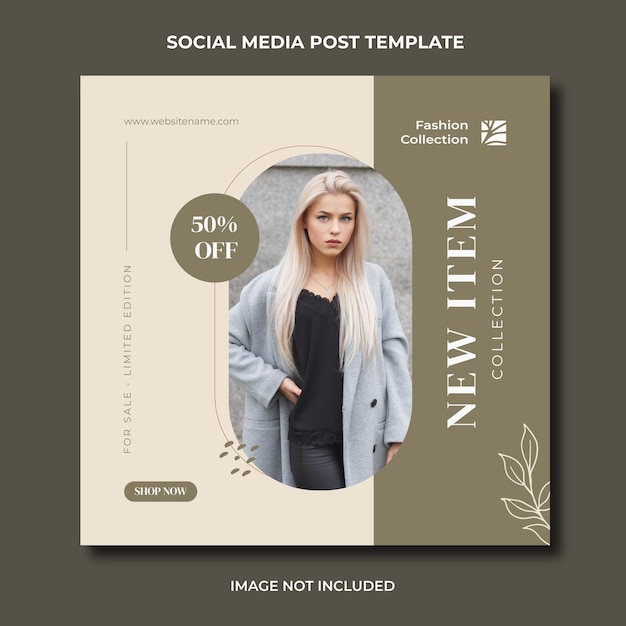 Esthetische modecollectie sociale media instagram post bewerkbare sjabloon premium psd