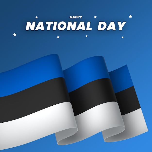 エストニア国旗 独立記念日 バナー リボン