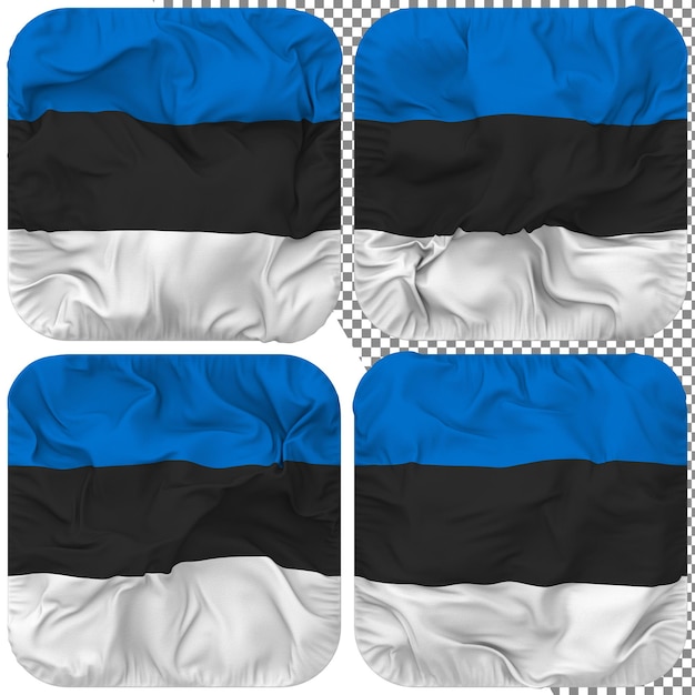 PSD estonia flag squire shape isolated different waving style bump texture 3d rendering