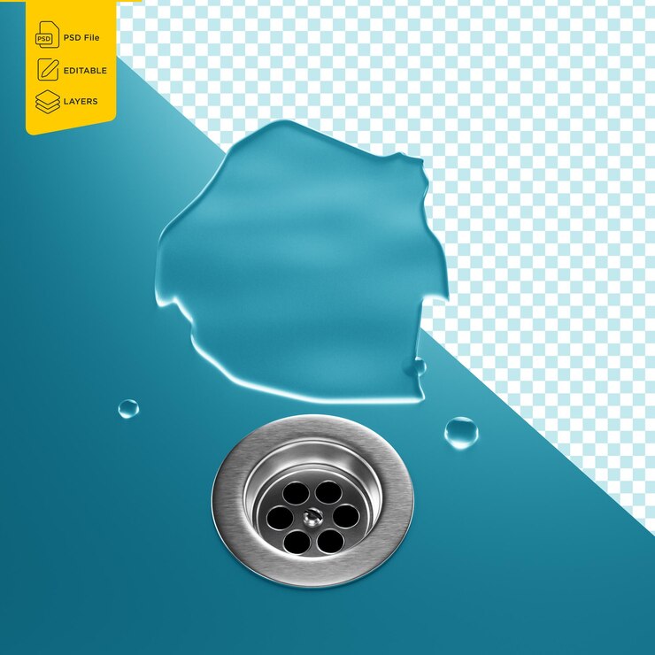 PSD eswatini water map with drainage metal sink save water and water wastage concept 3d illustration