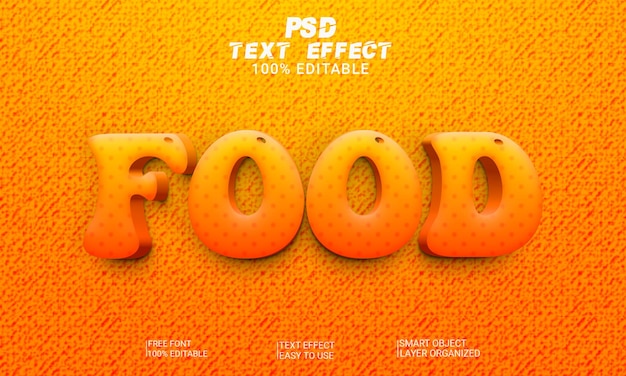 Eten 3d-teksteffect psd-bestand