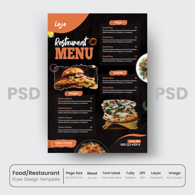 Eten menu en restaurant flyer sjabloon voor elk voedingsbedrijf